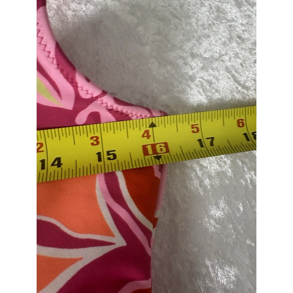 Old Navy Floral‎ One Piece Swimsuit Medium Pink Orange Tropical Beach Pool M - Picture 5 of 8